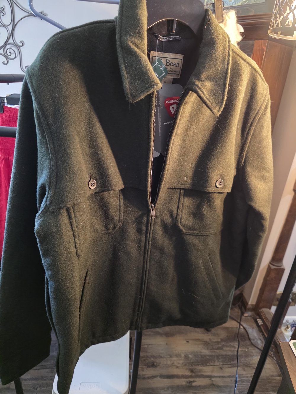 L.L. Bean Men's Dark Green Field Wool Zip Jacket